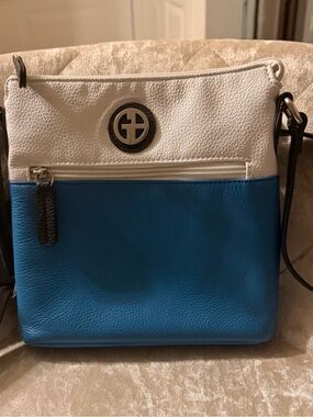 Giani Bernini White and Blue Two-Tone Leather Crossbody
